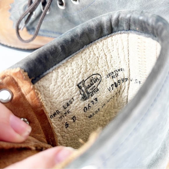 Justin Kiltie Boots Leather Two Tone Colorblock Womens 5 D - Picture 5 of 9